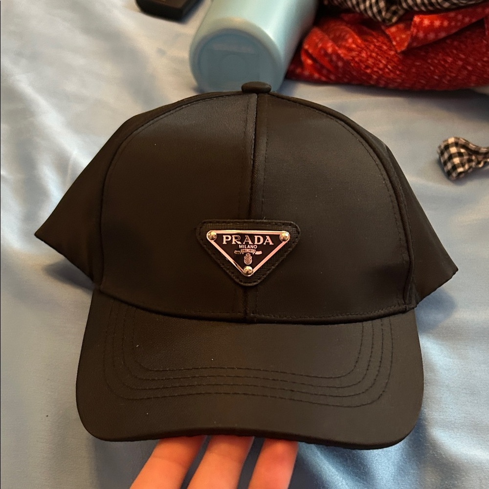 Prada Sleek Black Logo Cap